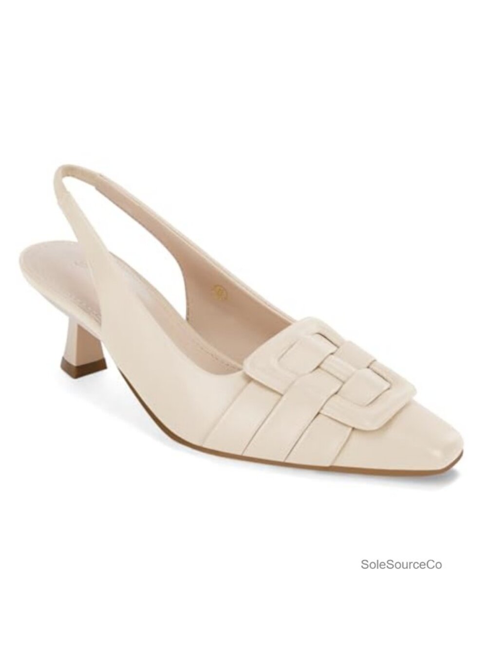 Slingback Kitten Heels Pointed Toe Closed Toe Faux Leather Pumps